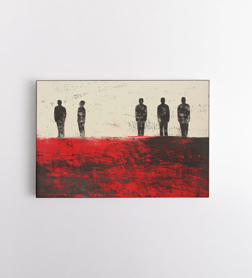 People Silhouette Painting Red