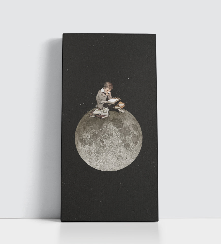 Boy Reading on Moon, Surreal Education