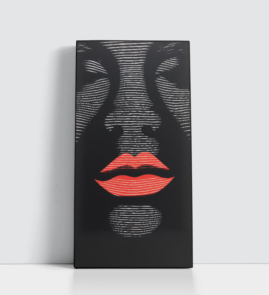 Woman Black Art Red Lips