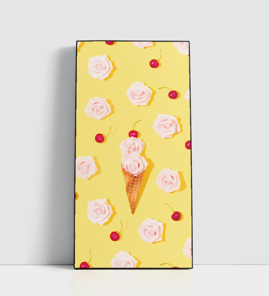 Flowers in A Waffle Cone Topped A with Red Cherry