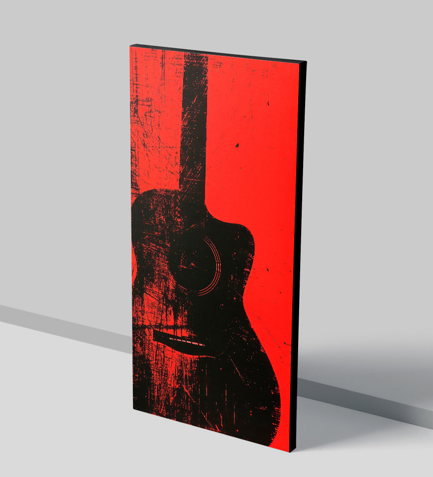 Guitar Silhouette on Red Background