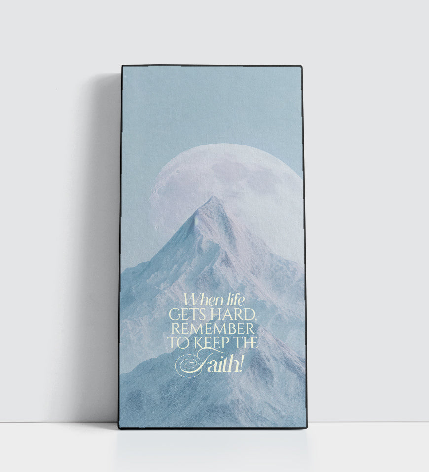 Faith Text on Mountain Landscape