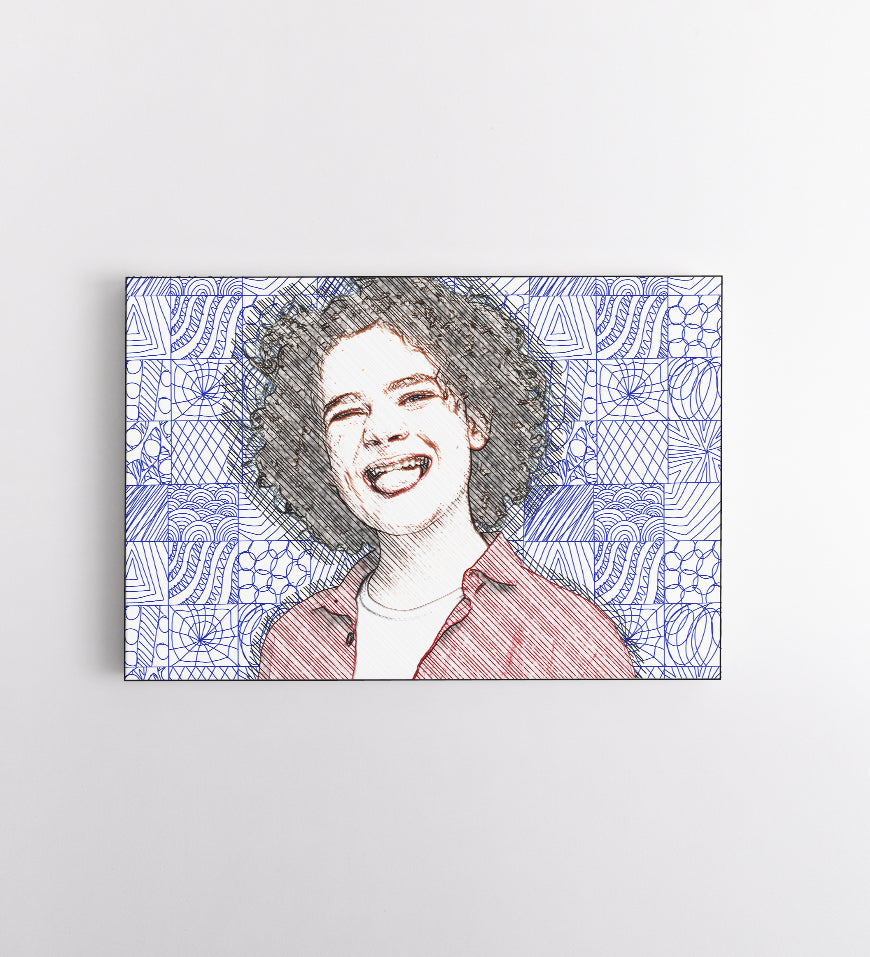 Portrait Person with Doodle Mosaic Effect