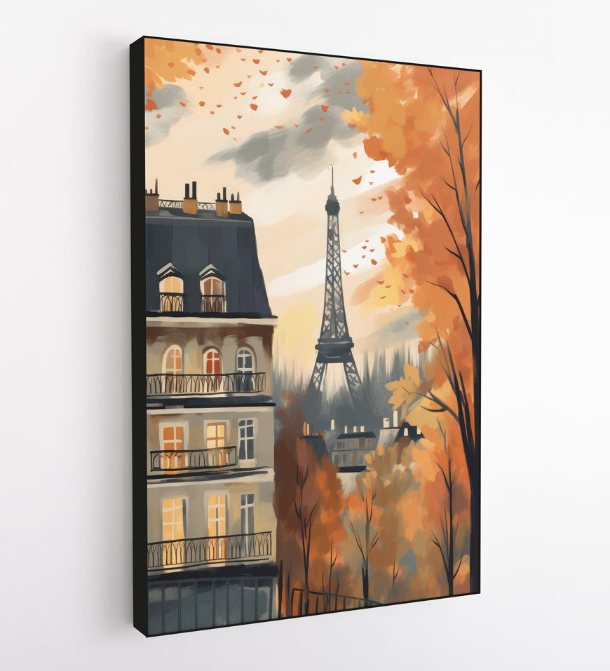 Digital Painting Eiffel Tower and Houses