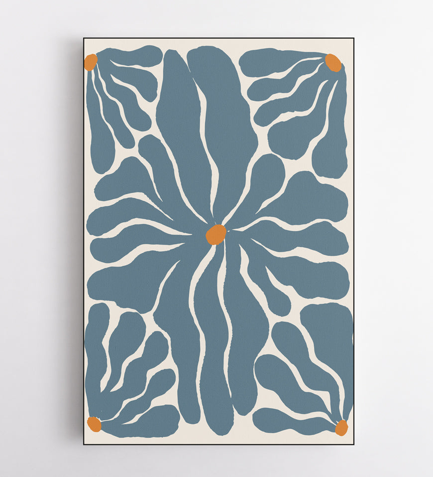 Abstract Flower Market Blue Florals