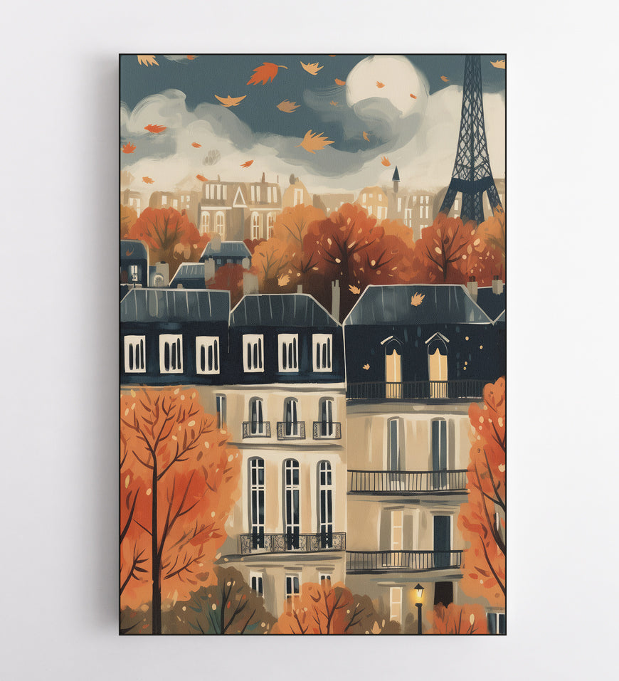 Digital Painting Eiffel Tower and Autumn