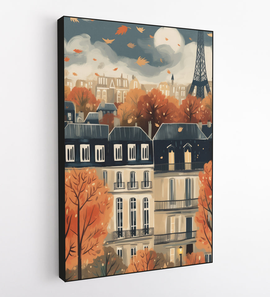 Digital Painting Eiffel Tower and Autumn