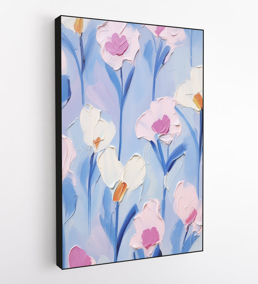 Oil Painting Blue and White Flowers