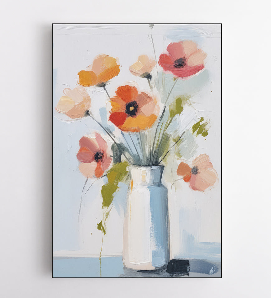 White Background Flowers in Vase