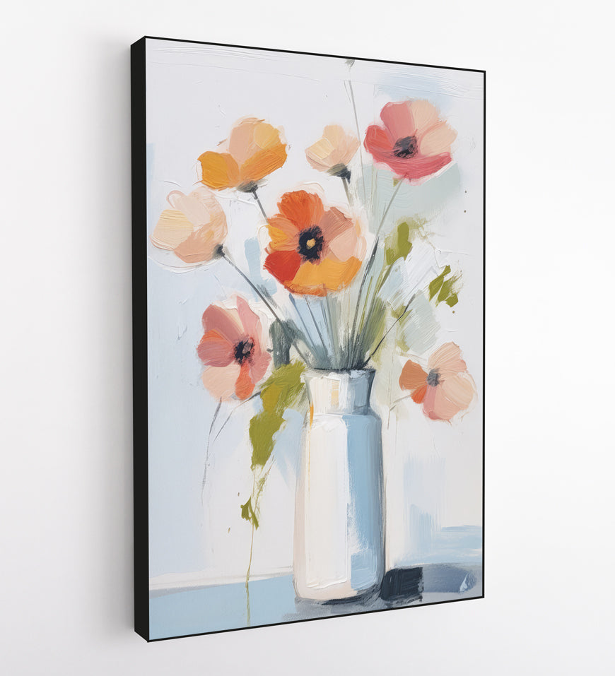 White Background Flowers in Vase