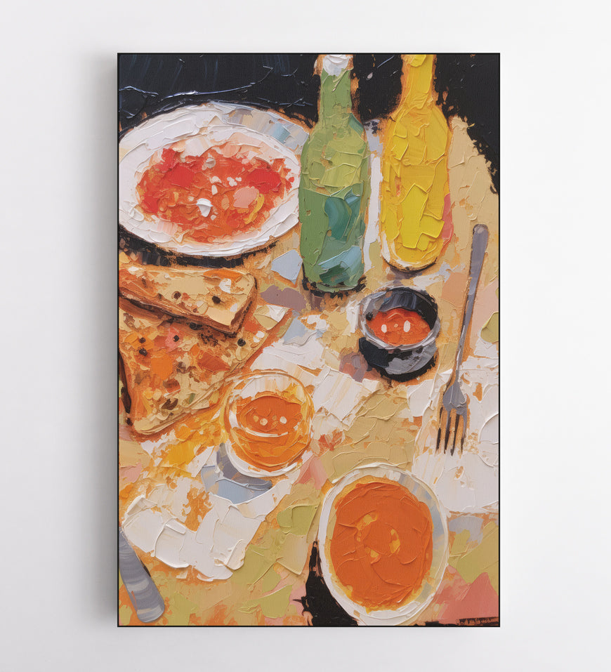 Oil Painting Pizza and Sauces