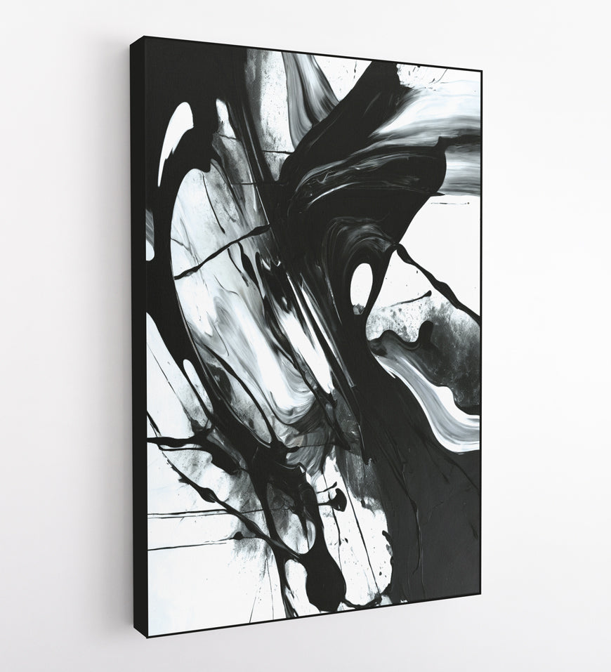 Abstract Acrylic Painting Art Black White