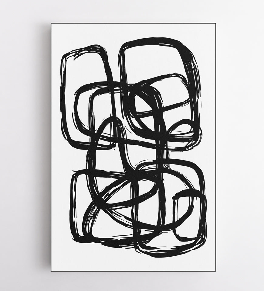 Abstract Shapes Modern Mid Century Black White