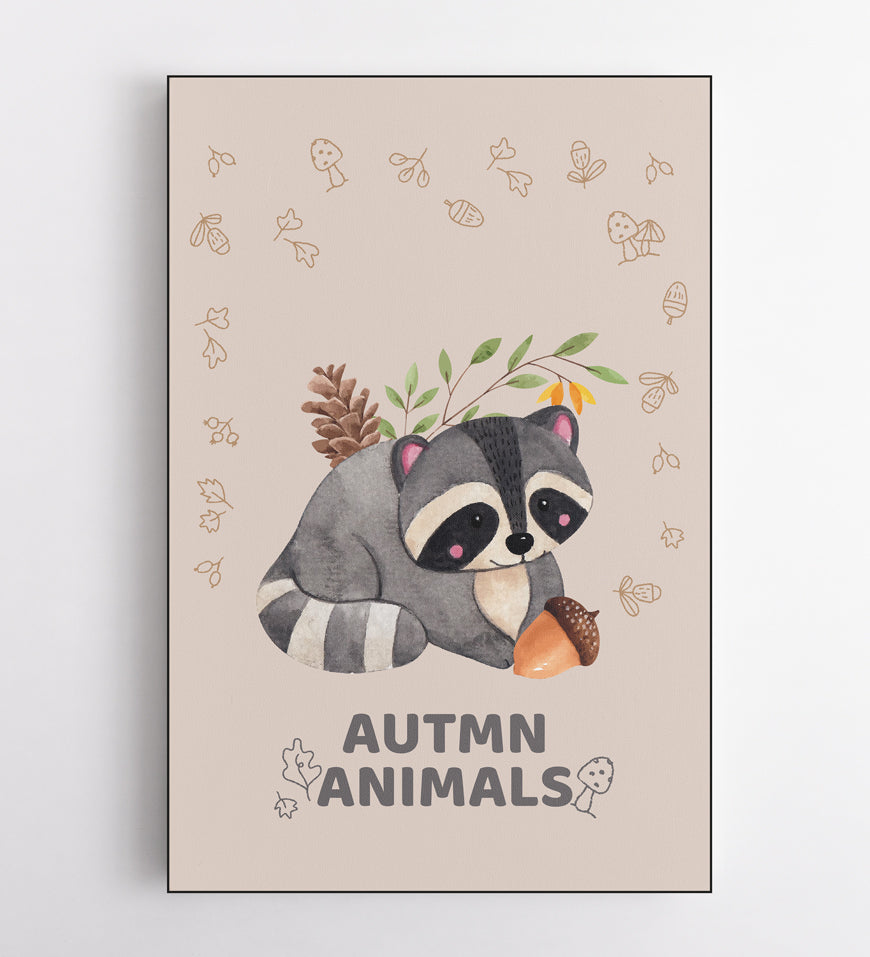 Autmn Animals Raccoon Kids Art