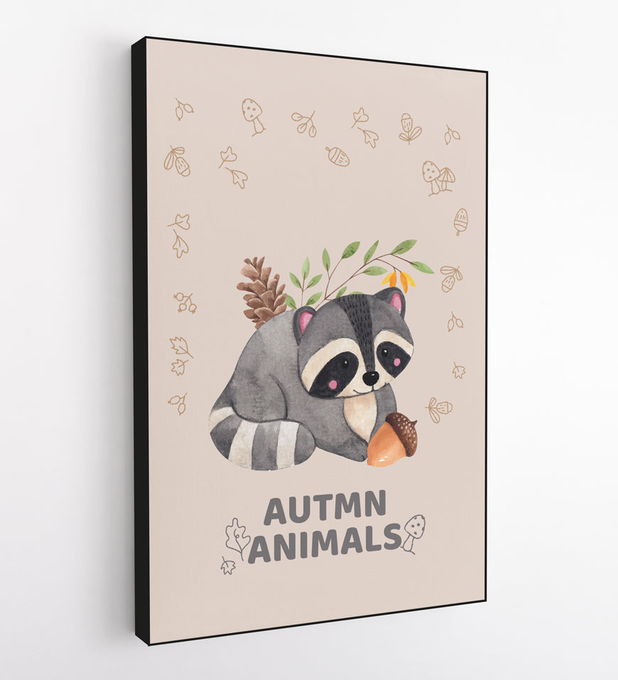 Autmn Animals Raccoon Kids Art