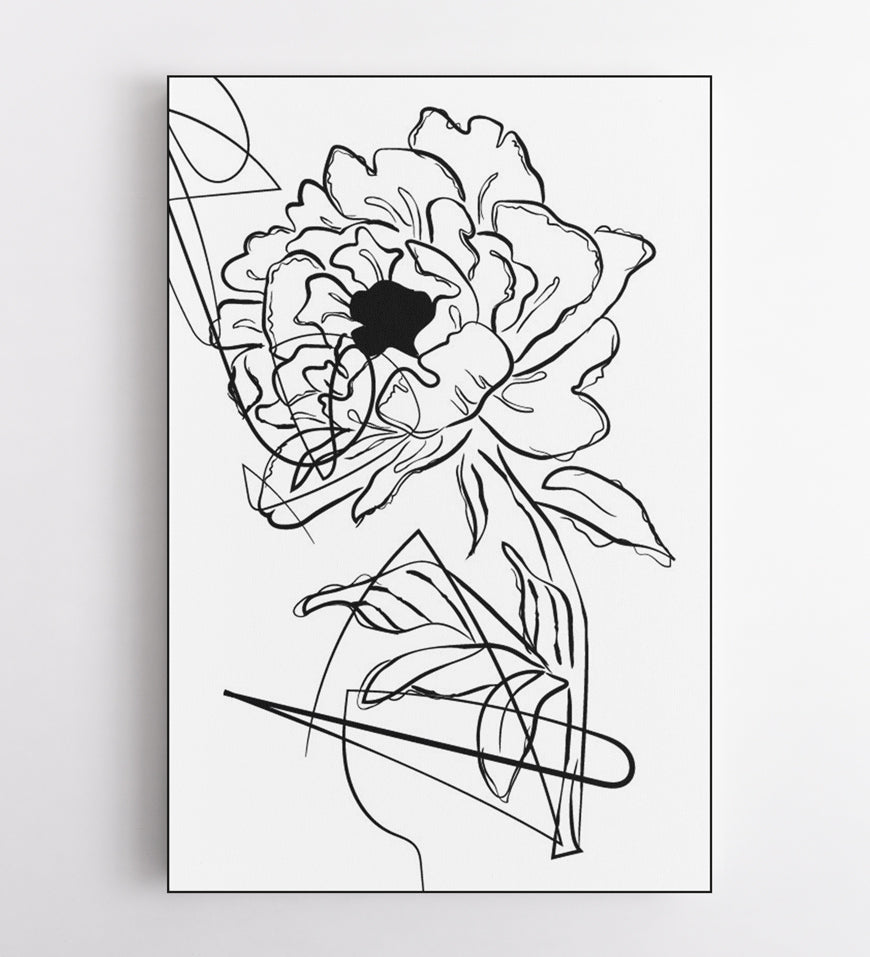 Hand Drawn Bohemian Art Flowers Silhouette